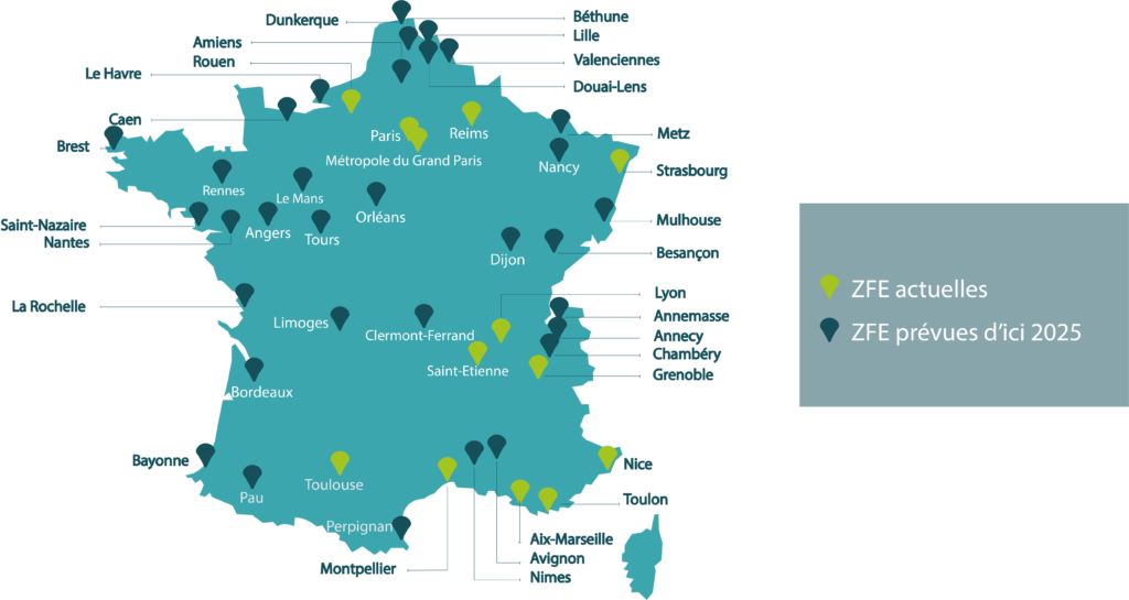 Carte des ZFE en France
